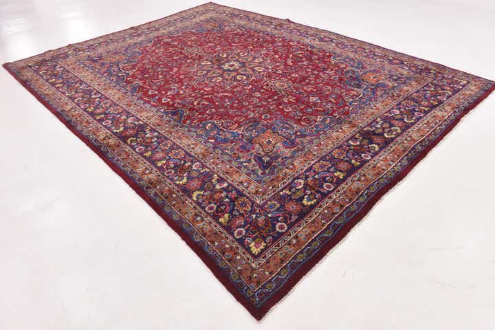 10' x 12' 6 Hand Knotted Mashad Persian Wool Rug