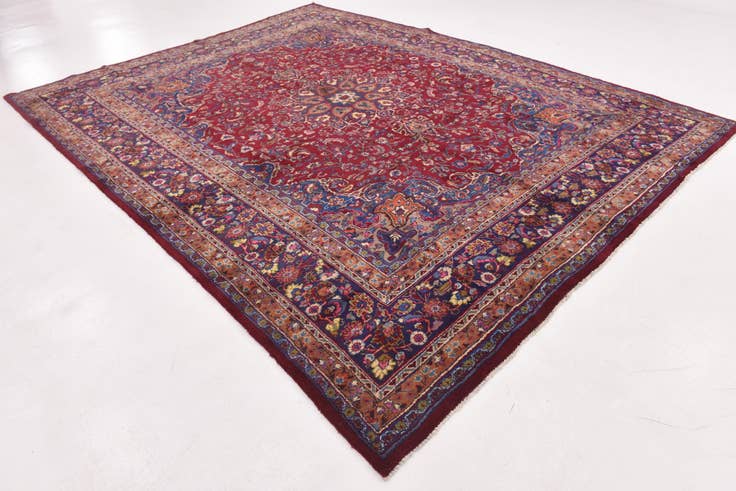 Detail image of 10' x 12' 6 Hand Knotted Mashad Persian Wool Rug