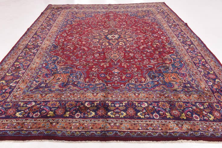 Detail image of 10' x 12' 6 Hand Knotted Mashad Persian Wool Rug