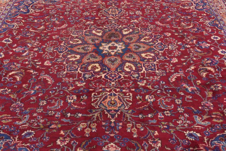 Detail image of 10' x 12' 6 Hand Knotted Mashad Persian Wool Rug