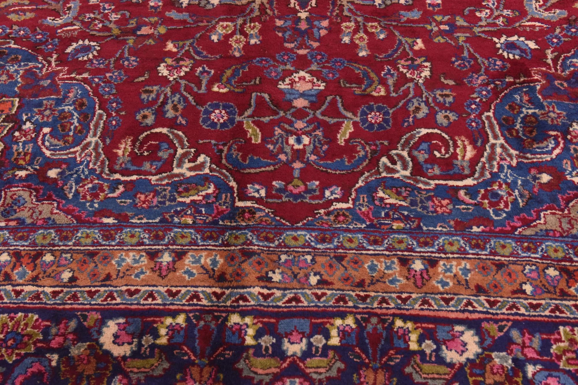 10' x 12' 6 Hand Knotted Mashad Persian Wool Rug