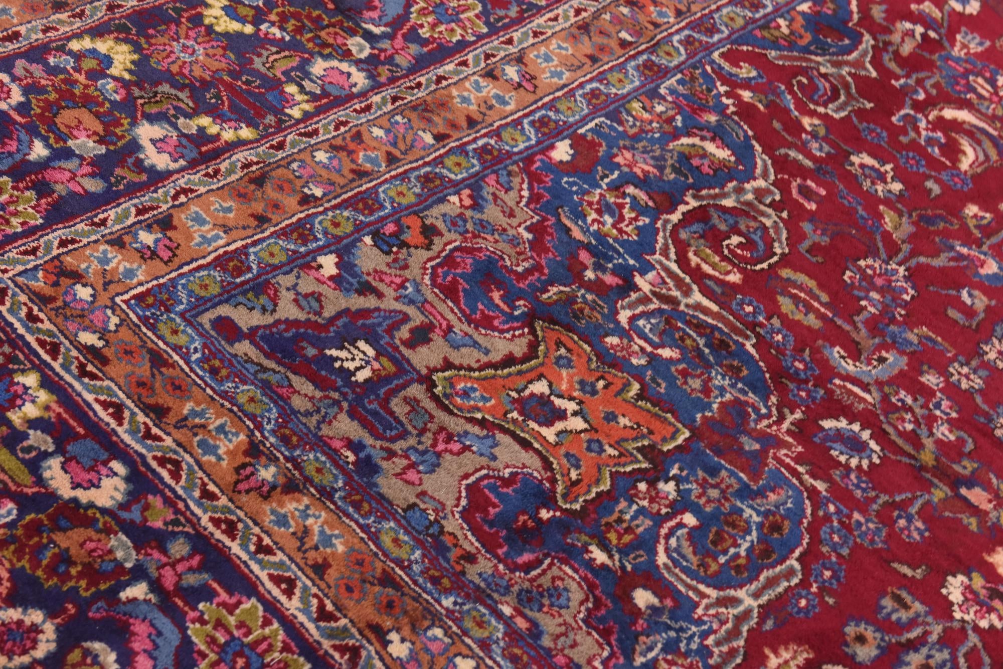 10' x 12' 6 Hand Knotted Mashad Persian Wool Rug