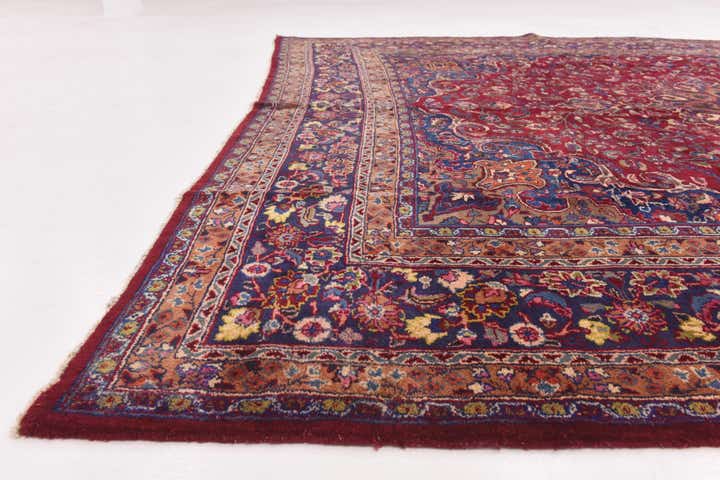 10' x 12' 6 Hand Knotted Mashad Persian Wool Rug