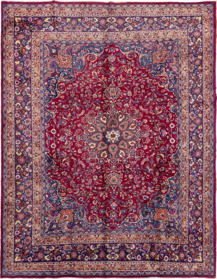 Detail image of 10' x 12' 6 Hand Knotted Mashad Persian Wool Rug