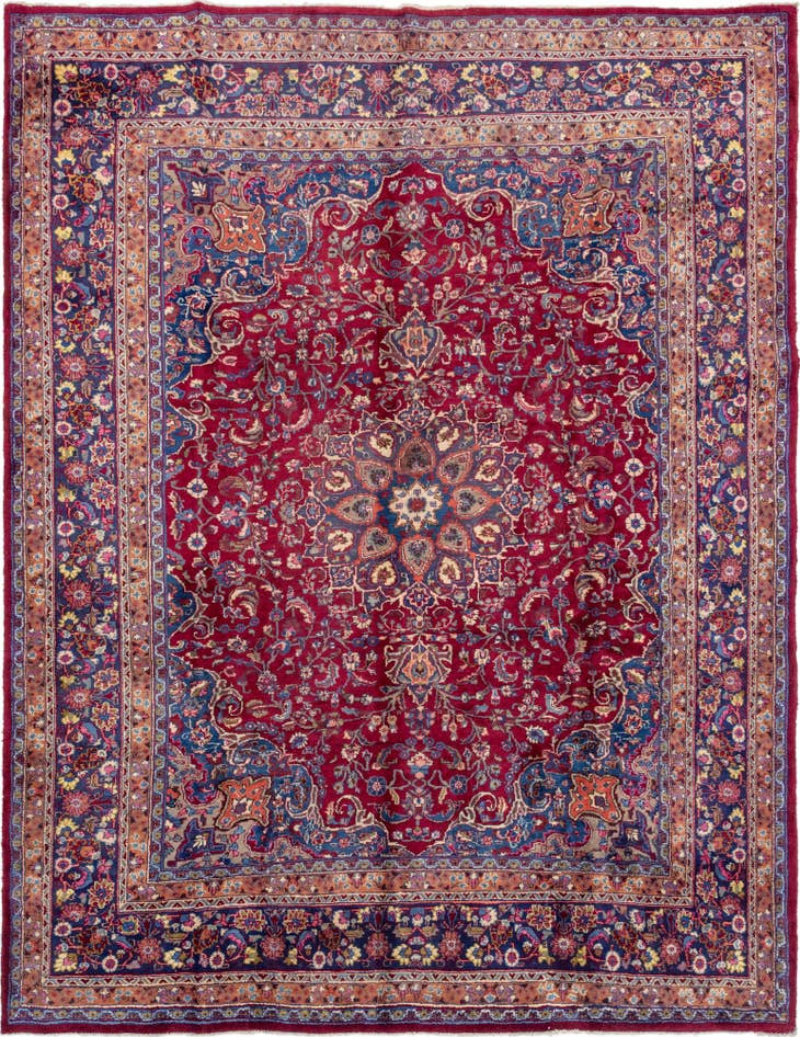 Detail image of 10' x 12' 6 Hand Knotted Mashad Persian Wool Rug