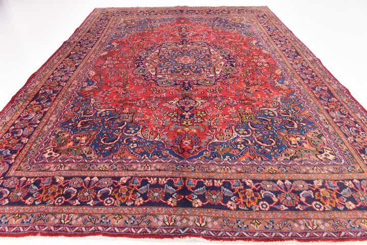 9' 6 x 12' 5 Hand Knotted Mashad Persian Wool Rug