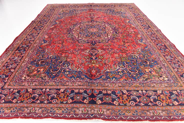 Detail image of 9' 6 x 12' 5 Hand Knotted Mashad Persian Wool Rug