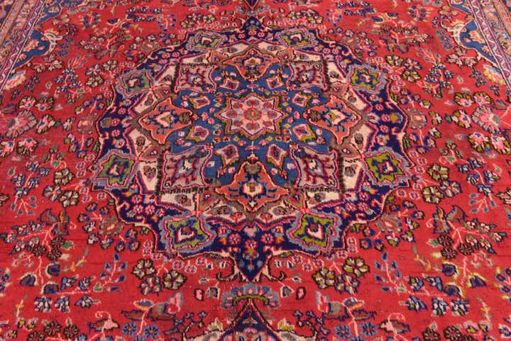 9' 6 x 12' 5 Hand Knotted Mashad Persian Wool Rug
