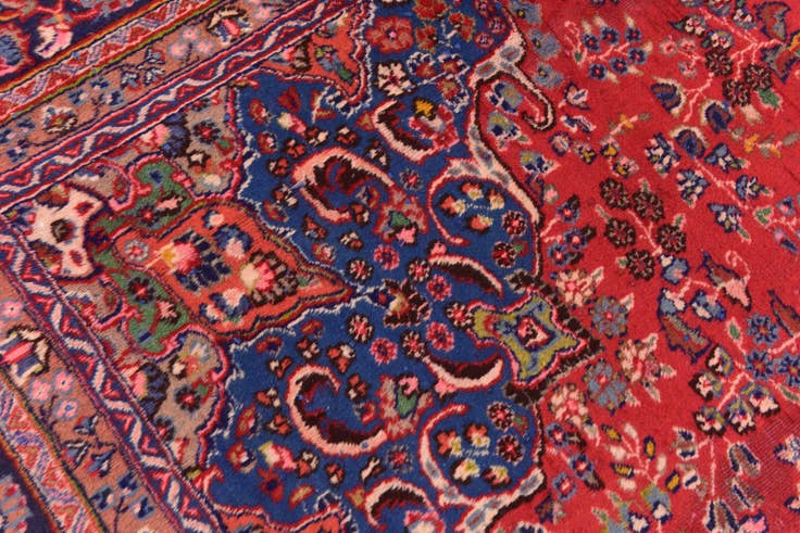Detail image of 9' 6 x 12' 5 Hand Knotted Mashad Persian Wool Rug