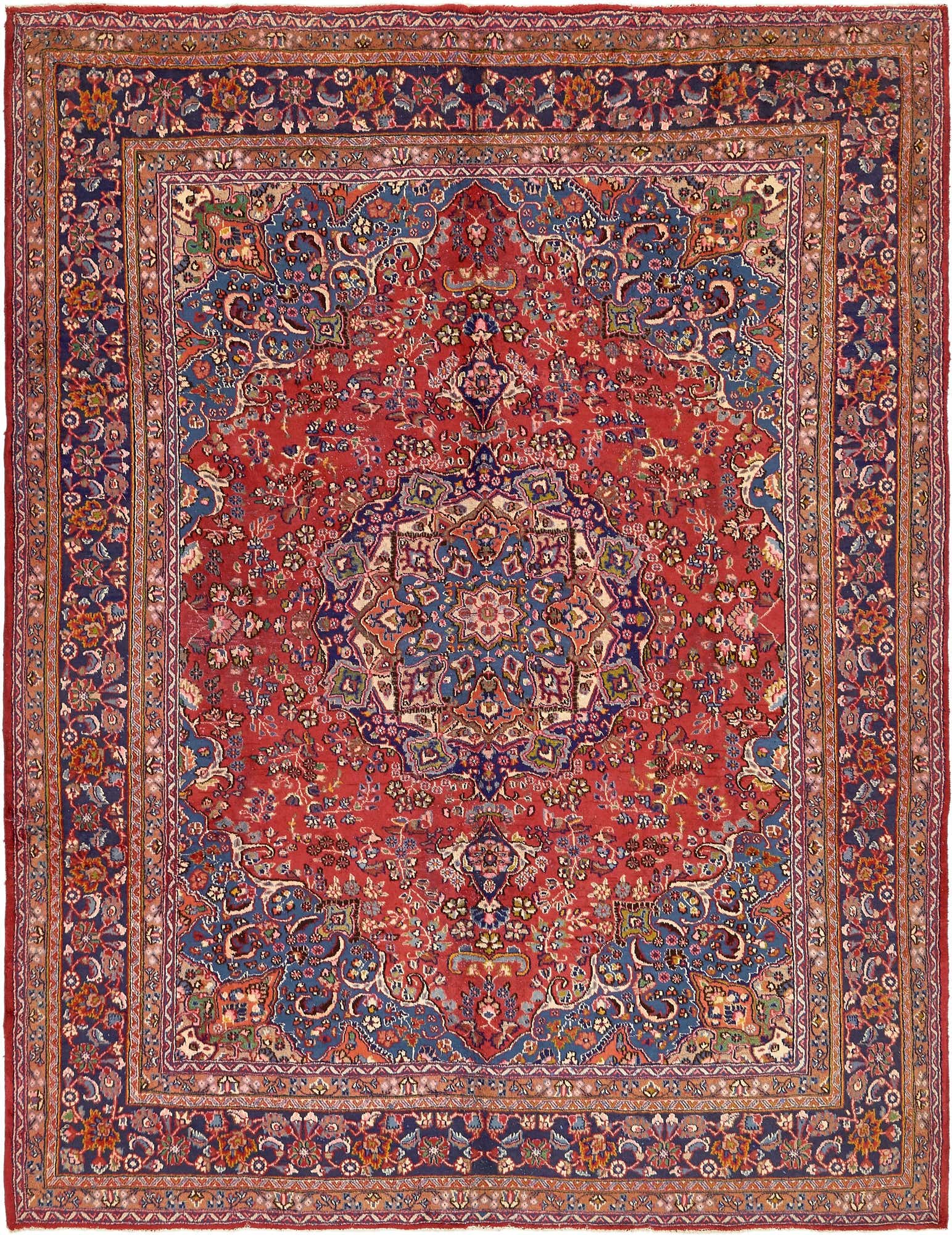 9' 6 x 12' 5 Hand Knotted Mashad Persian Wool Rug