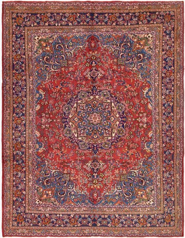 9' 6 x 12' 5 Hand Knotted Mashad Persian Wool Rug