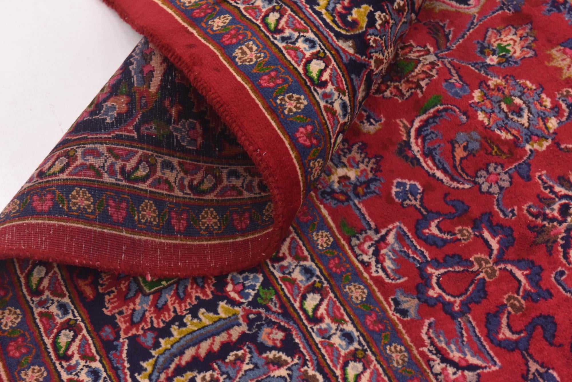 9' 7 x 12' 7 Hand Knotted Mashad Persian Wool Rug