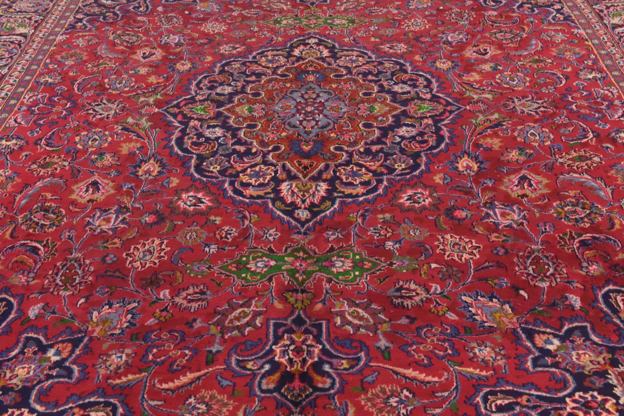 9' 7 x 12' 7 Hand Knotted Mashad Persian Wool Rug