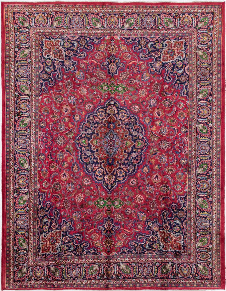 Detail image of 9' 7 x 12' 7 Hand Knotted Mashad Persian Wool Rug