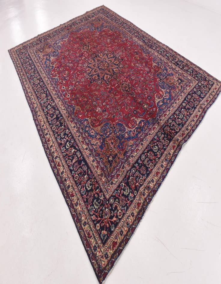 Detail image of 9' 8 x 12' 6 Hand Knotted Mashad Persian Wool Rug