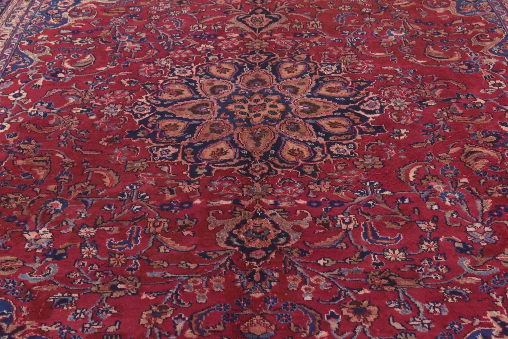 9' 8 x 12' 6 Hand Knotted Mashad Persian Wool Rug