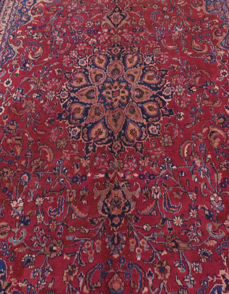 Detail image of 9' 8 x 12' 6 Hand Knotted Mashad Persian Wool Rug