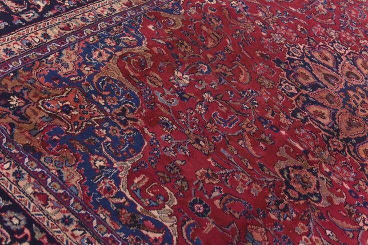 Detail image of 9' 8 x 12' 6 Hand Knotted Mashad Persian Wool Rug
