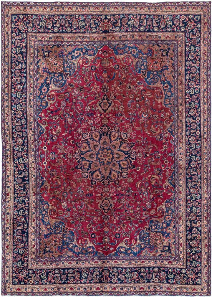 9' 8 x 12' 6 Hand Knotted Mashad Persian Wool Rug