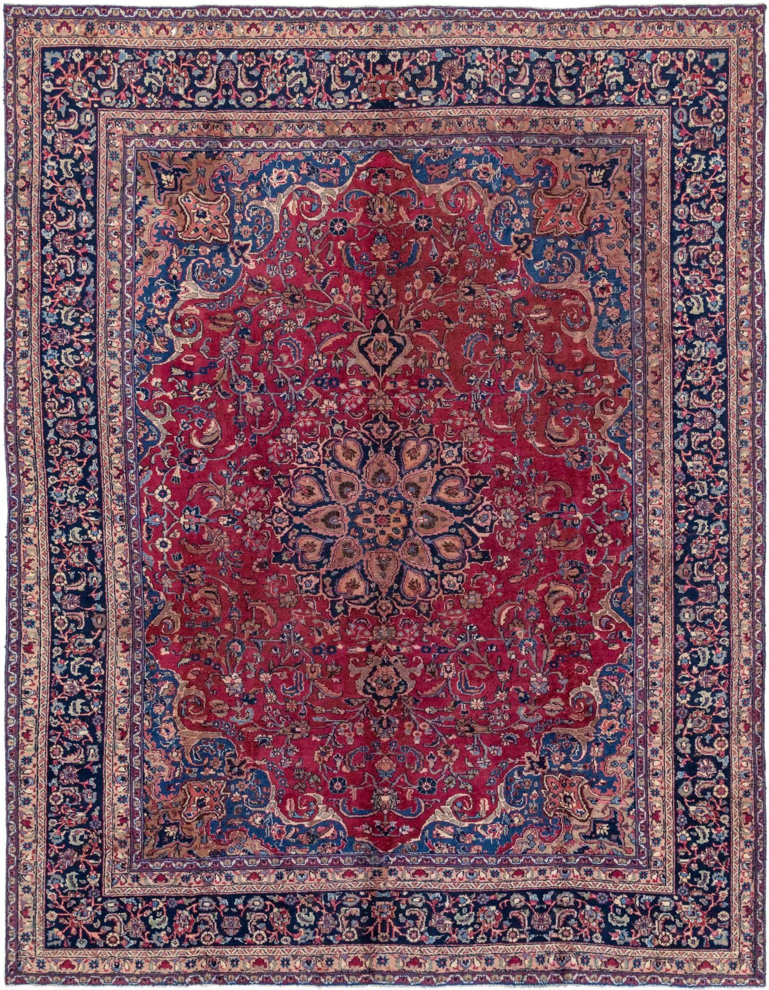 9' 8 x 12' 6 Hand Knotted Mashad Persian Wool Rug