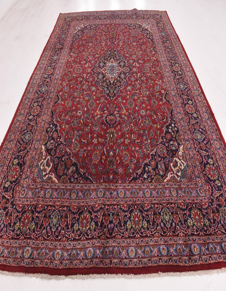 Detail image of 9' 8 x 13'  Hand Knotted Mashad Persian Wool Rug