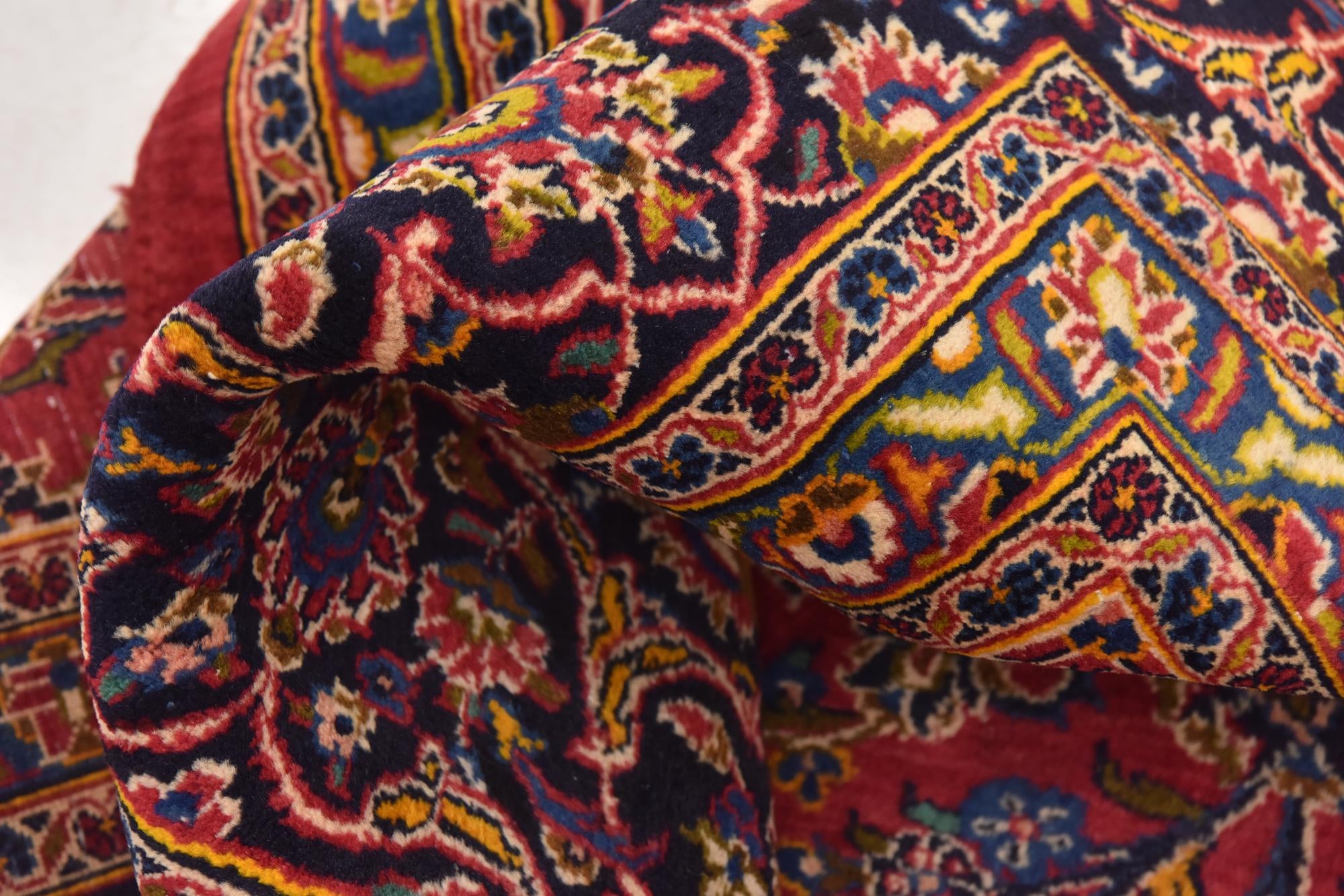 9' 10 x 12' 6 Hand Knotted Mashad Persian Wool Rug