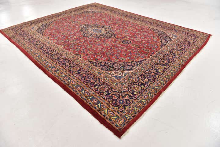 9' 10 x 12' 6 Hand Knotted Mashad Persian Wool Rug