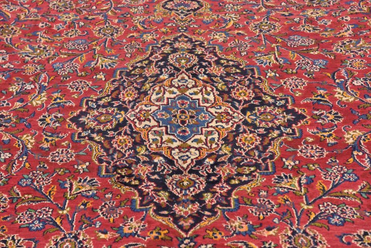 Detail image of 9' 10 x 12' 6 Hand Knotted Mashad Persian Wool Rug
