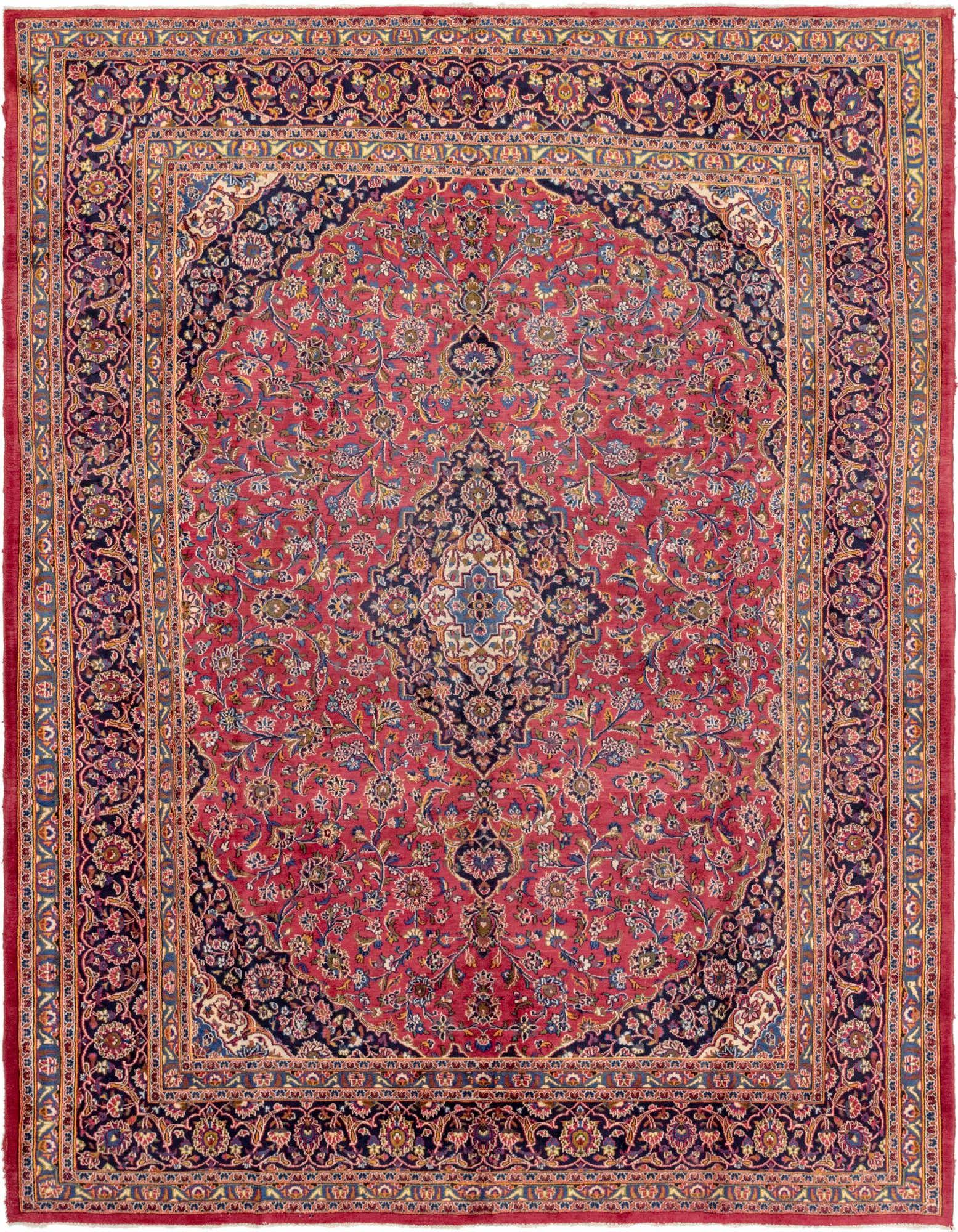 9' 10 x 12' 6 Hand Knotted Mashad Persian Wool Rug