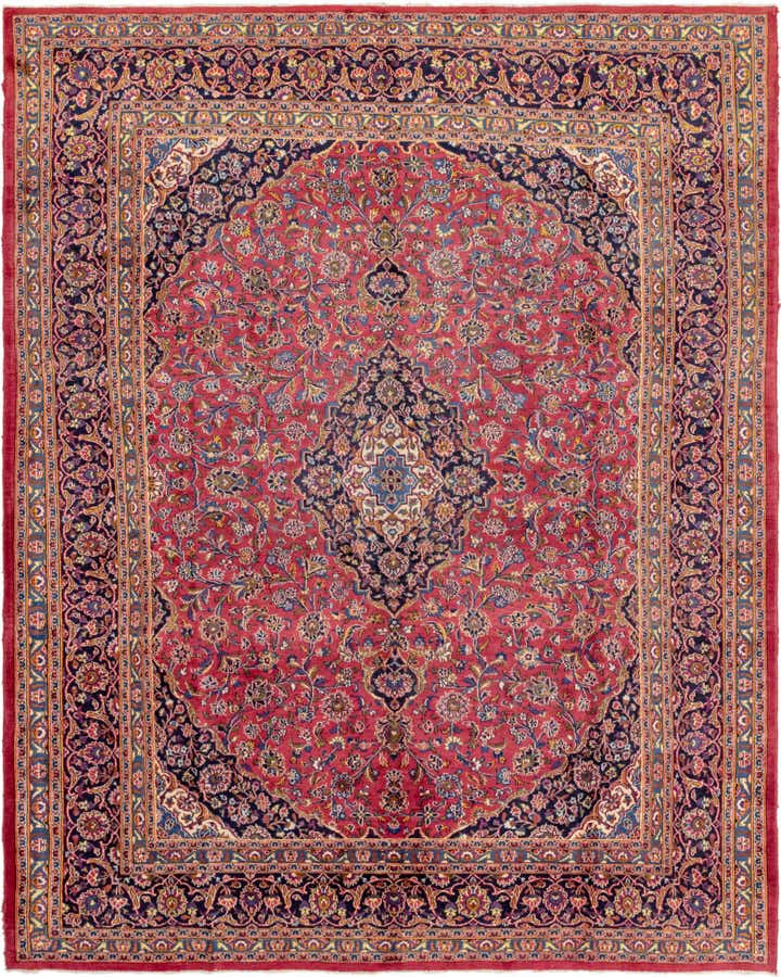 9' 10 x 12' 6 Hand Knotted Mashad Persian Wool Rug
