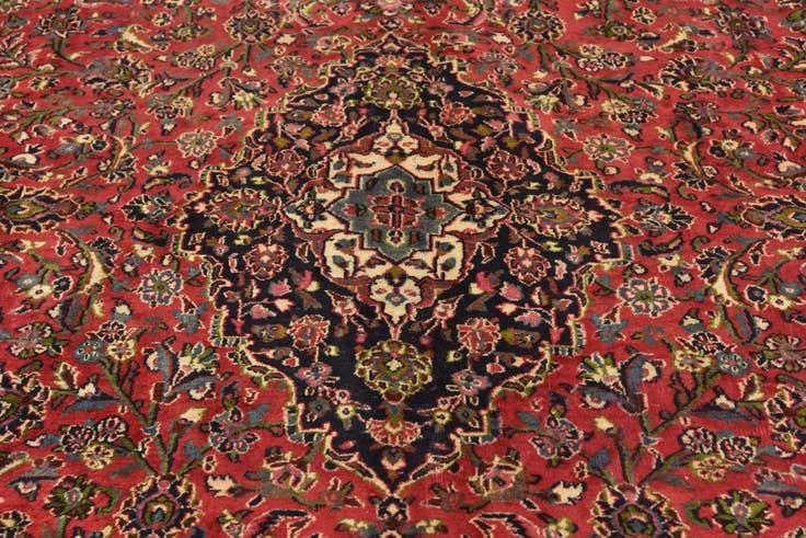 Detail image of 9' 6 x 12' 9 Hand Knotted Mashad Persian Wool Rug