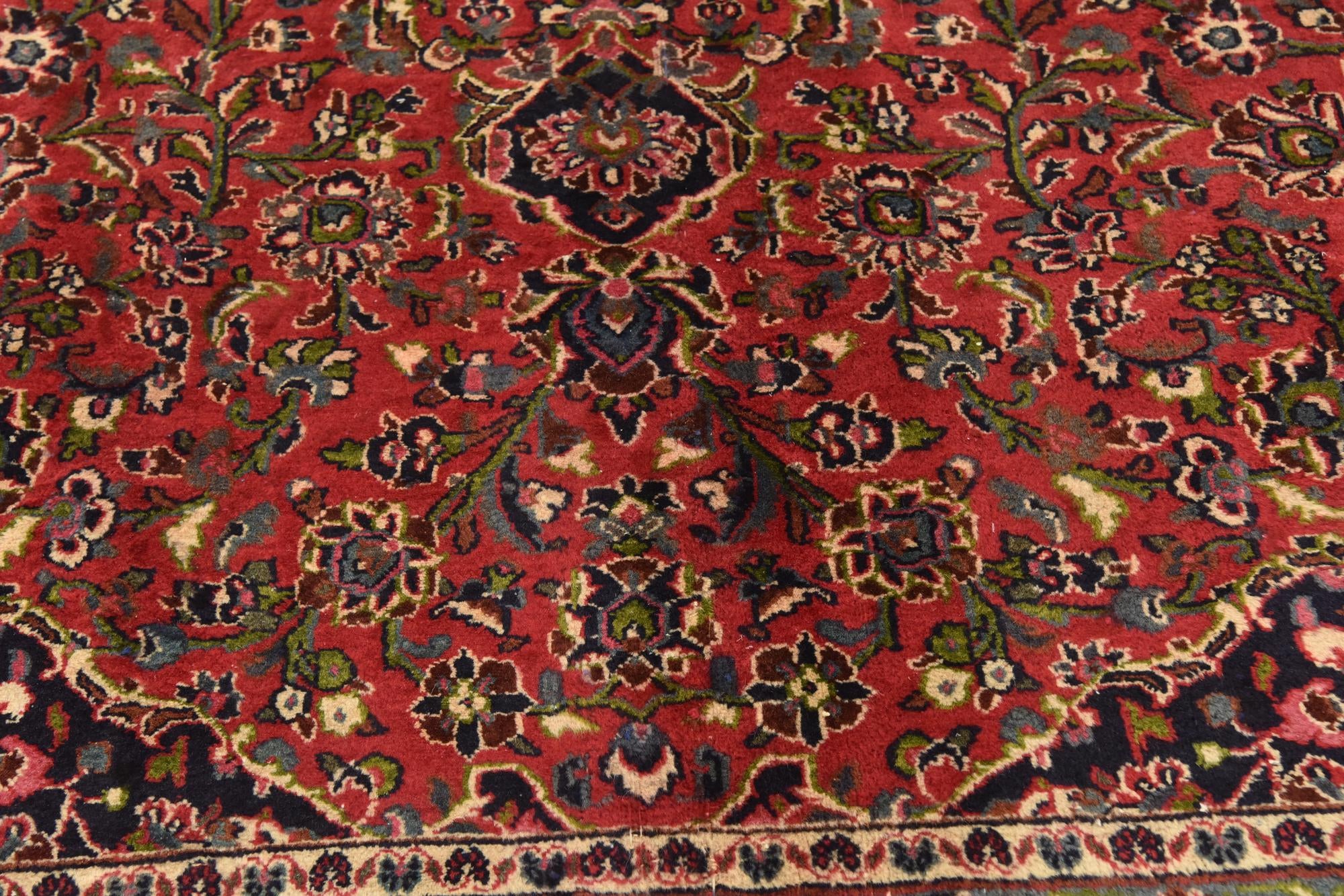 9' 6 x 12' 9 Hand Knotted Mashad Persian Wool Rug