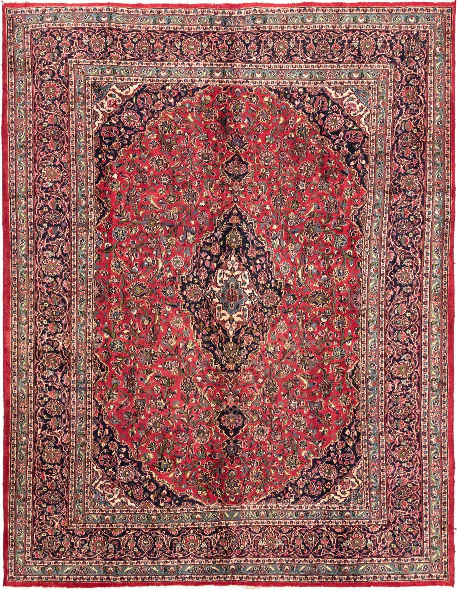 9' 6 x 12' 9 Hand Knotted Mashad Persian Wool Rug