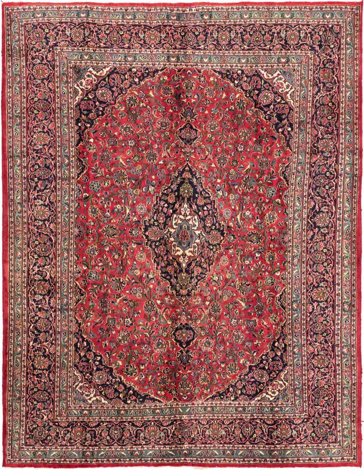 9' 6 x 12' 9 Hand Knotted Mashad Persian Wool Rug