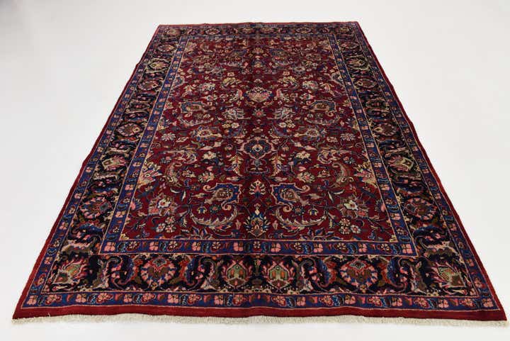6' 6 x 9' 4 Hand Knotted Mashad Persian Wool Rug