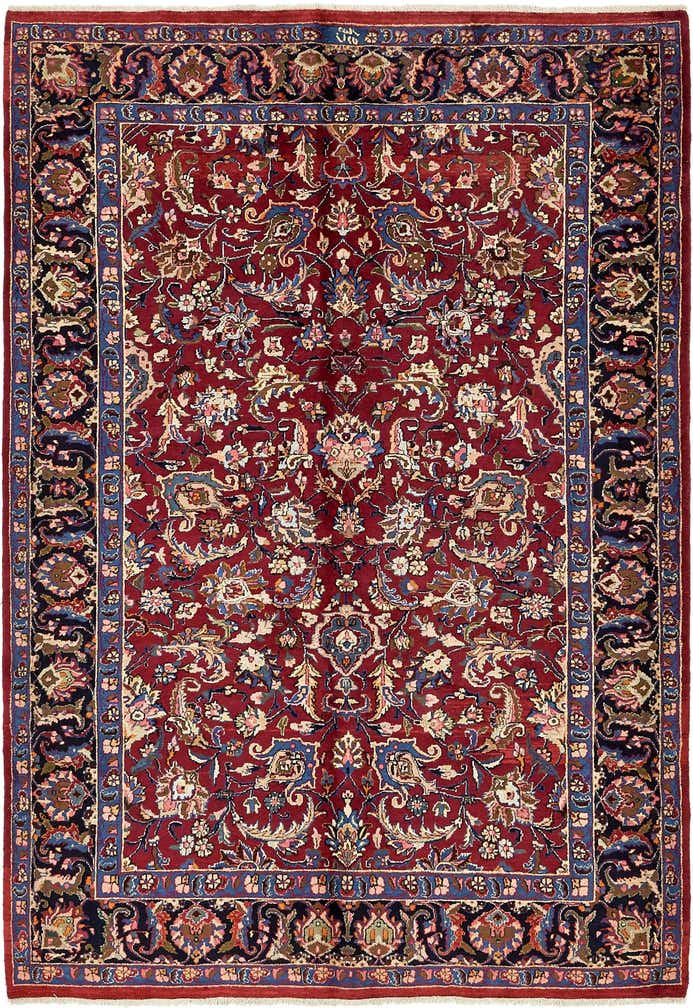 6' 6 x 9' 4 Hand Knotted Mashad Persian Wool Rug