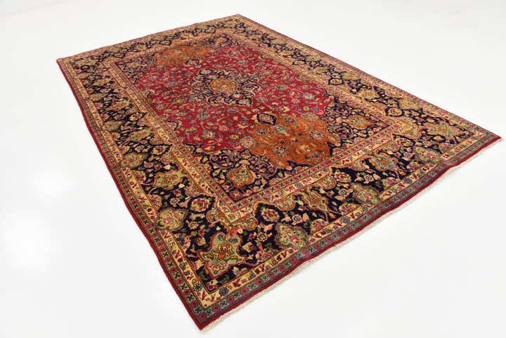 6' 5 x 9' 6 Hand Knotted Mashad Persian Wool Rug