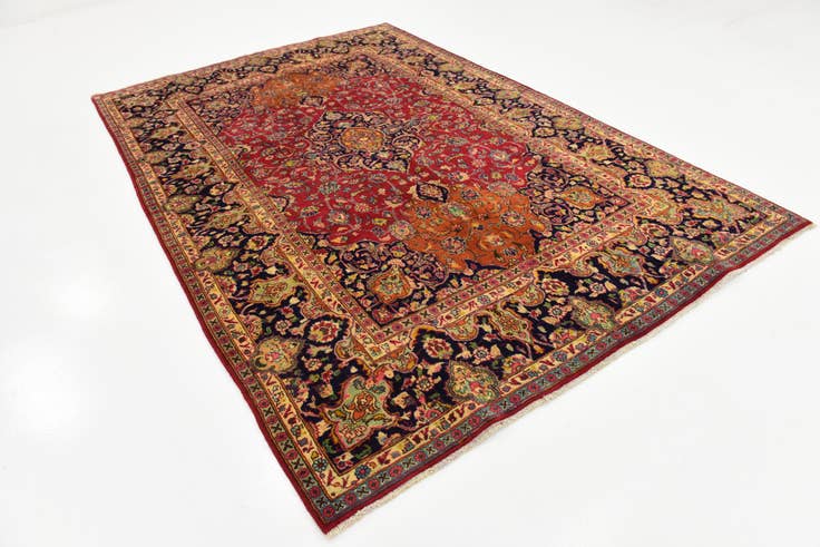 Detail image of 6' 5 x 9' 6 Hand Knotted Mashad Persian Wool Rug