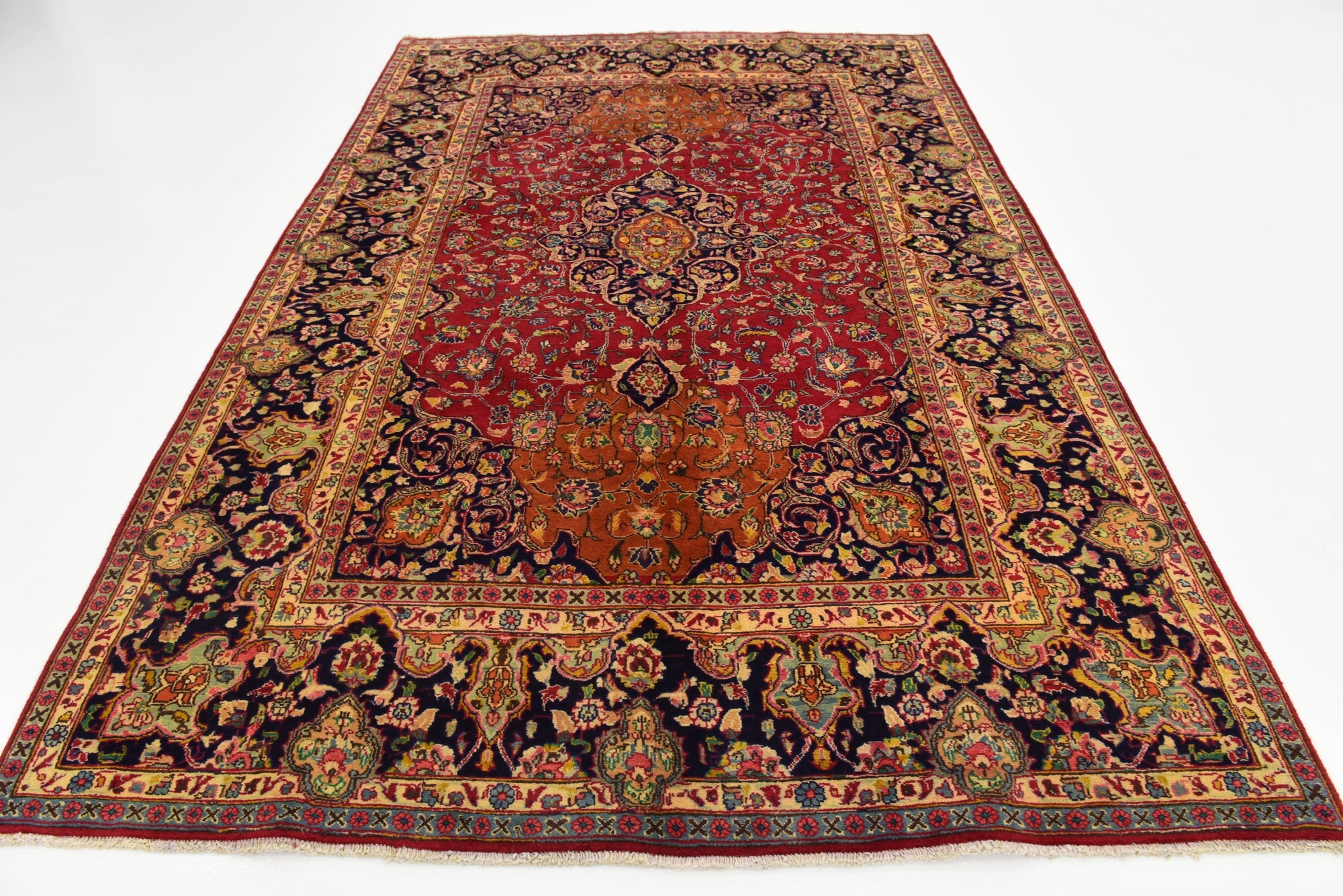 6' 5 x 9' 6 Hand Knotted Mashad Persian Wool Rug