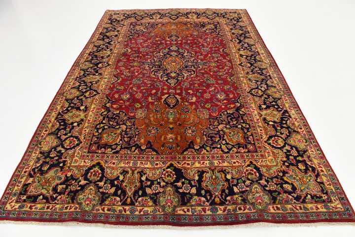 6' 5 x 9' 6 Hand Knotted Mashad Persian Wool Rug