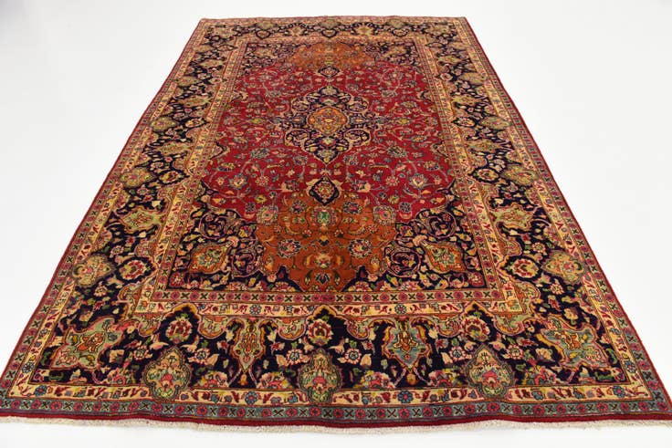 Detail image of 6' 5 x 9' 6 Hand Knotted Mashad Persian Wool Rug