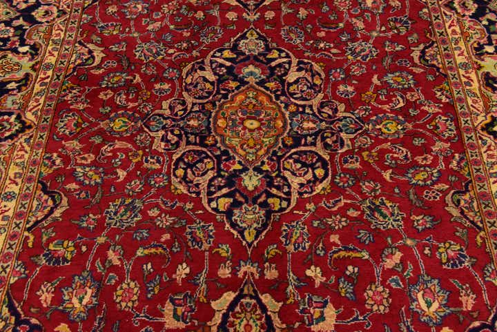 6' 5 x 9' 6 Hand Knotted Mashad Persian Wool Rug
