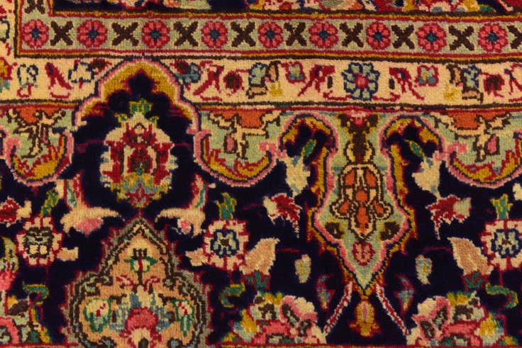 Detail image of 6' 5 x 9' 6 Hand Knotted Mashad Persian Wool Rug