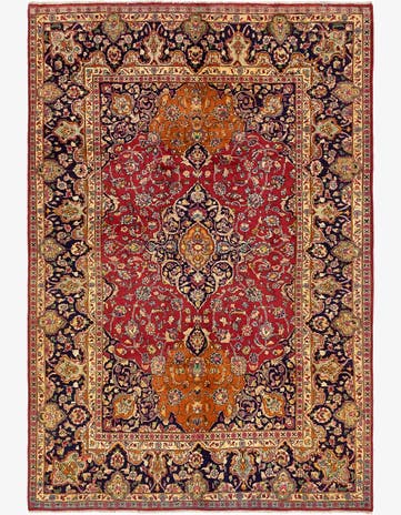 6' 5 x 9' 6 Hand Knotted Mashad Persian Wool Rug