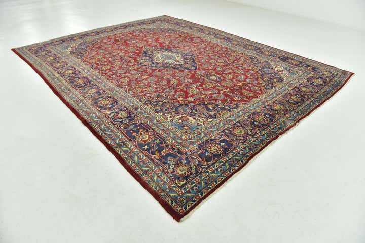 10' x 12' 8 Hand Knotted Mashad Persian Wool Rug