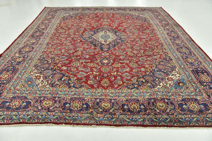 10' x 12' 8 Hand Knotted Mashad Persian Wool Rug