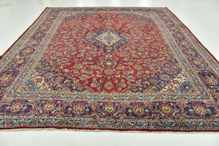 Detail image of 10' x 12' 8 Hand Knotted Mashad Persian Wool Rug