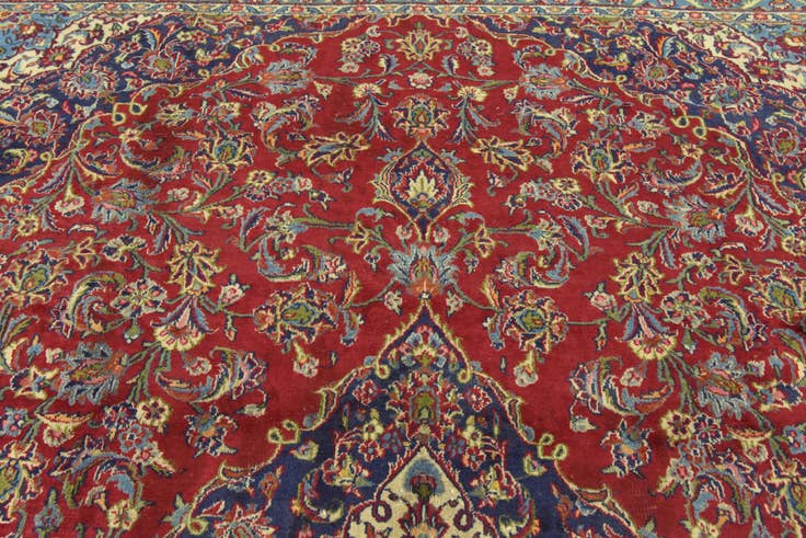 Detail image of 10' x 12' 8 Hand Knotted Mashad Persian Wool Rug