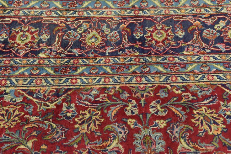 Detail image of 10' x 12' 8 Hand Knotted Mashad Persian Wool Rug