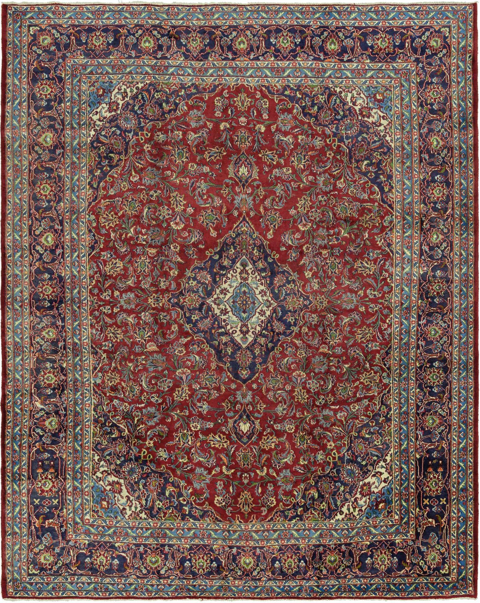 10' x 12' 8 Hand Knotted Mashad Persian Wool Rug